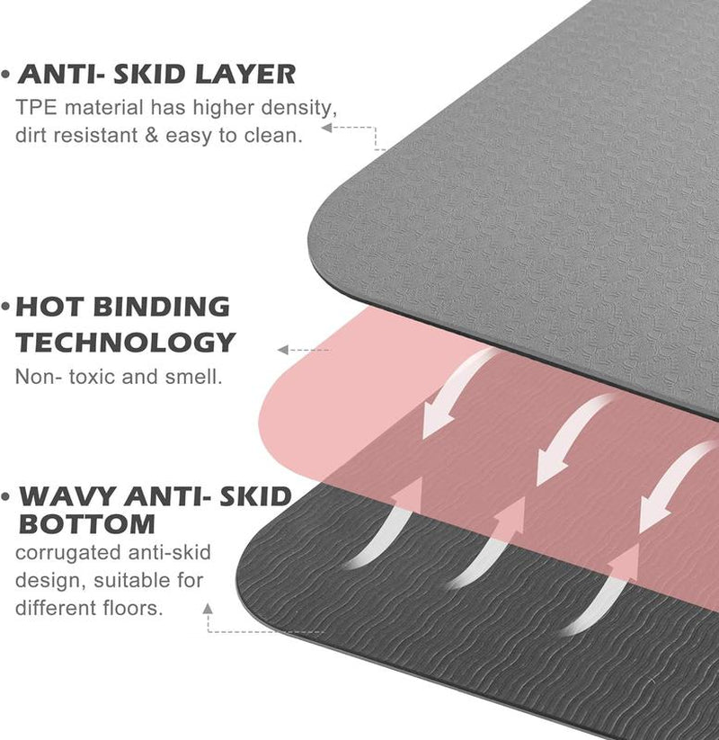 Non Slip Thick Fitness Mats with Storage Bag